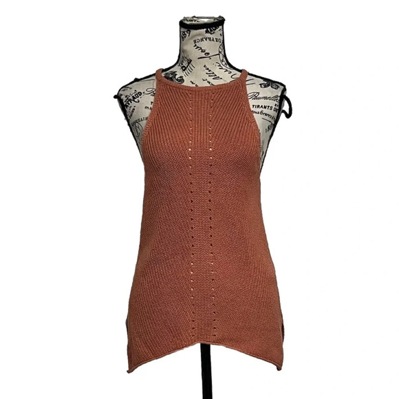 ZARA Women’s Brown Crochet Open Knit Tunic Top S Coquette Cowgirl Boho Sheer - Picture 2 of 9